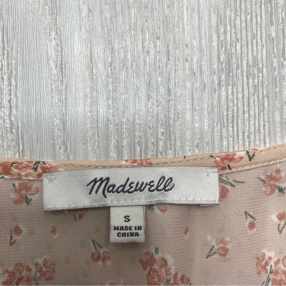 Madewell Women's Silky Light Pink Floral Peasant Blouse Size Small - Picture 5 of 8